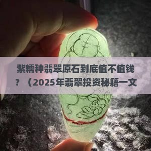 紫糯种翡翠原石值钱吗