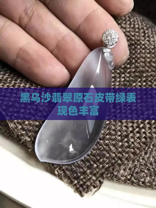 黑乌沙翡翠原石皮带绿表现色丰富