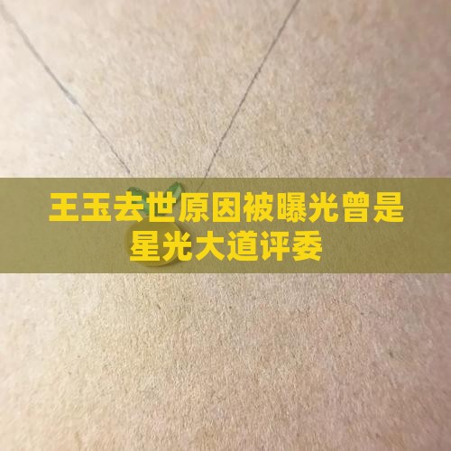 王玉去世原因被曝光曾是星光大道评委