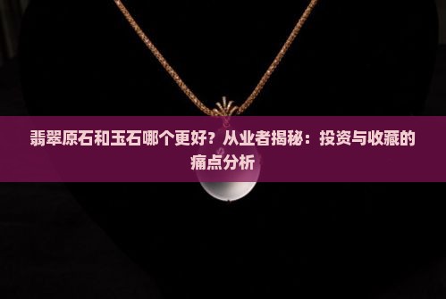 翡翠原石和玉石哪个更好？从业者揭秘：投资与收藏的痛点分析