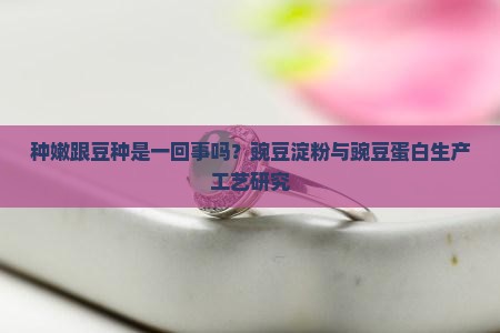 种嫩跟豆种是一回事吗？豌豆淀粉与豌豆蛋白生产工艺研究
