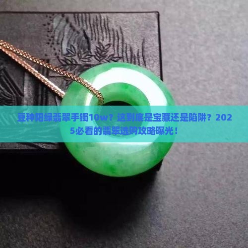 豆种阳绿翡翠手镯10w