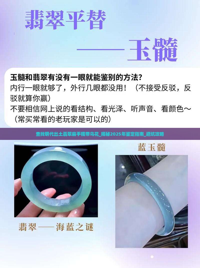 查找明代出土翡翠扁手镯带乌花