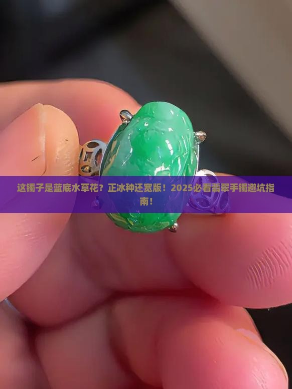 翡翠正冰蓝底水草花宽版手镯