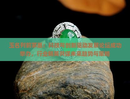 玉名列前茅惠：科技与创新驱动发展论坛成功举办，行业精英共谋未来趋势与策略