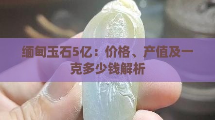 缅甸玉石5亿 缅甸玉石5亿