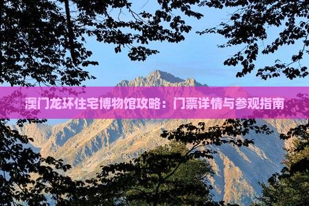 澳门龙环住宅博物馆攻略：门票详情与参观指南