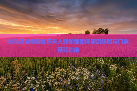 驻马店去香港杜莎夫人蜡像馆团体旅游攻略与门票预订指南