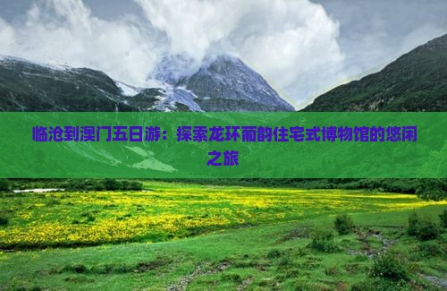 临沧到澳门五日游：探索龙环葡韵住宅式博物馆的悠闲之旅