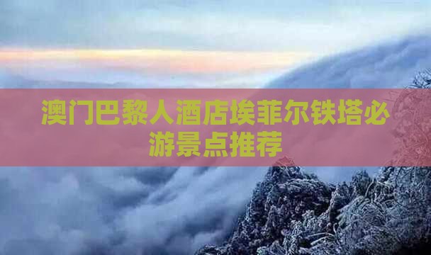 澳门巴黎人酒店埃菲尔铁塔必游景点推荐