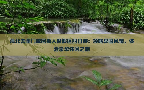 海北去澳门威尼斯人度假区四日游：领略异国风情，体验豪华休闲之旅