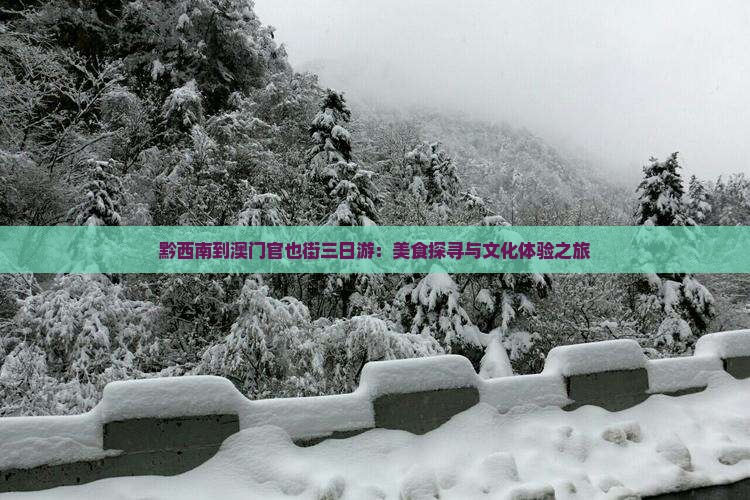 黔西南到澳门官也街三日游：美食探寻与文化体验之旅