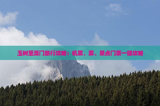 玉树至澳门旅行攻略：机票、票、景点门票一键攻略