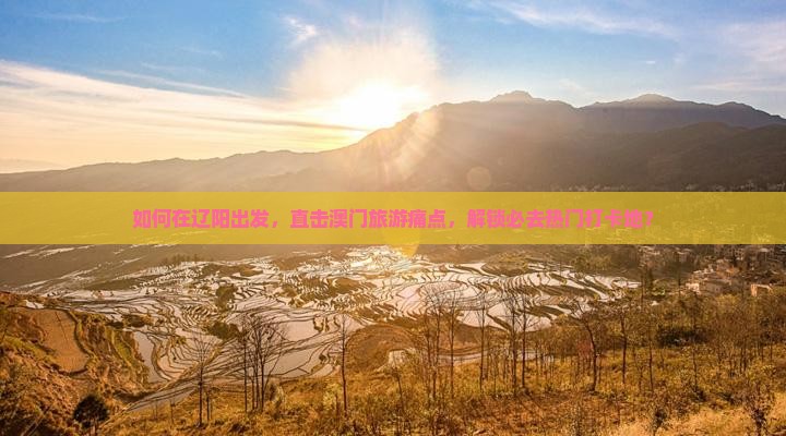 如何在辽阳出发，直击澳门旅游痛点，解锁必去热门打卡地？