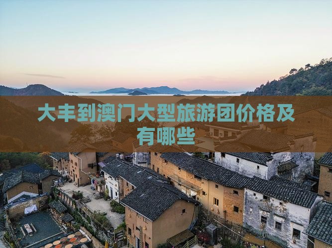大丰到澳门大型旅游团价格及有哪些
