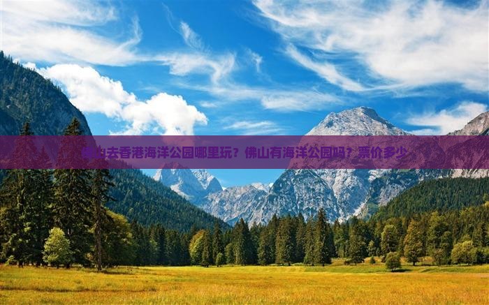 佛山去香港海洋公园哪里玩？佛山有海洋公园吗？票价多少