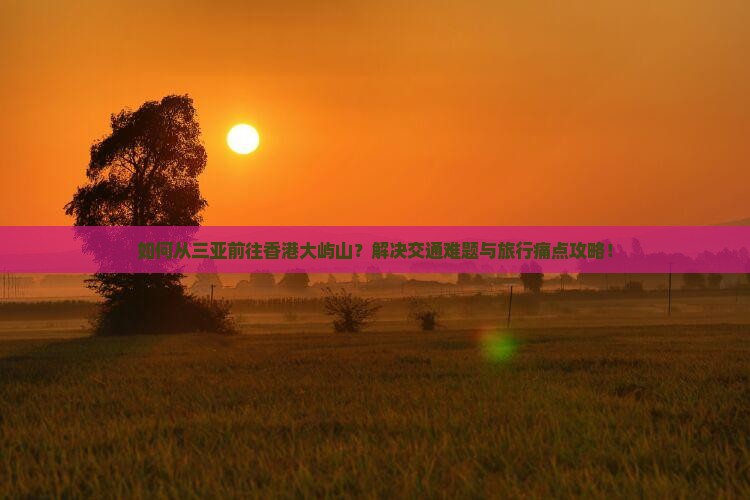 如何从三亚前往香港大屿山？解决交通难题与旅行痛点攻略！
