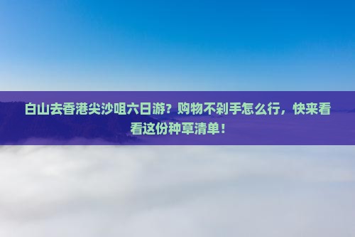 白山去香港尖沙咀六日游？购物不剁手怎么行，快来看看这份种草清单！