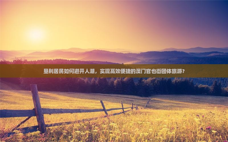 垦利居民如何避开人潮，实现高效便捷的澳门官也街团体旅游？