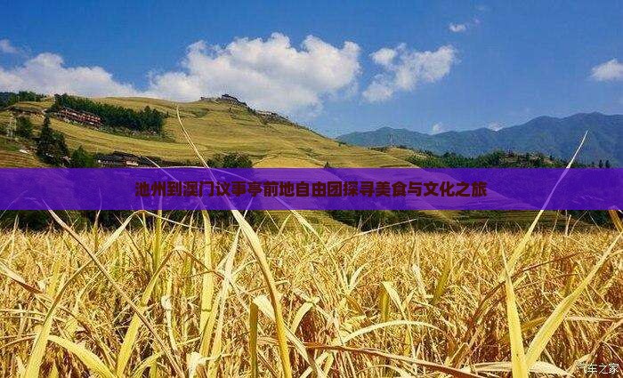 池州到澳门议事亭前地自由团探寻美食与文化之旅