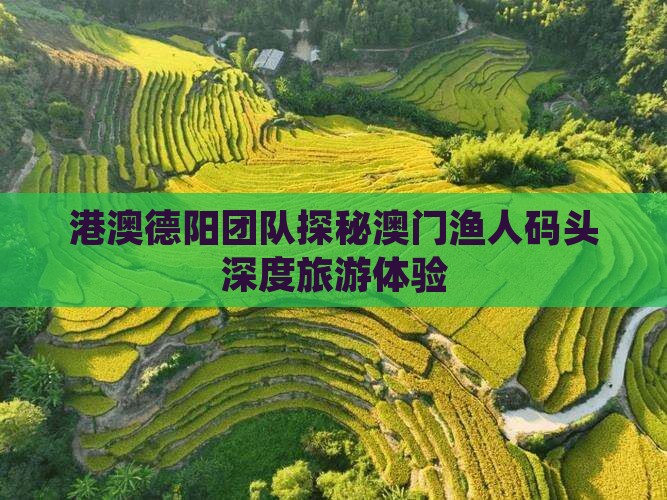 港澳德阳团队探秘澳门渔人码头深度旅游体验