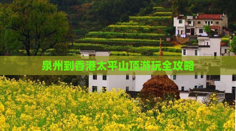泉州到香港太平山顶游玩全攻略