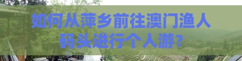 如何从萍乡前往澳门渔人码头进行个人游？
