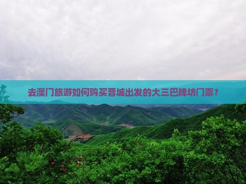 去澳门旅游如何购买晋城出发的大三巴牌坊门票？