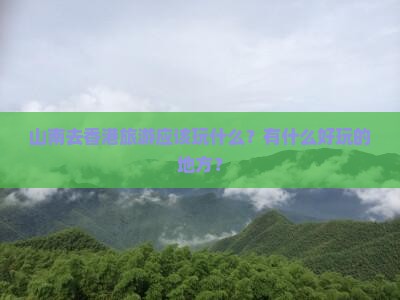 山南去香港旅游应该玩什么？有什么好玩的地方？