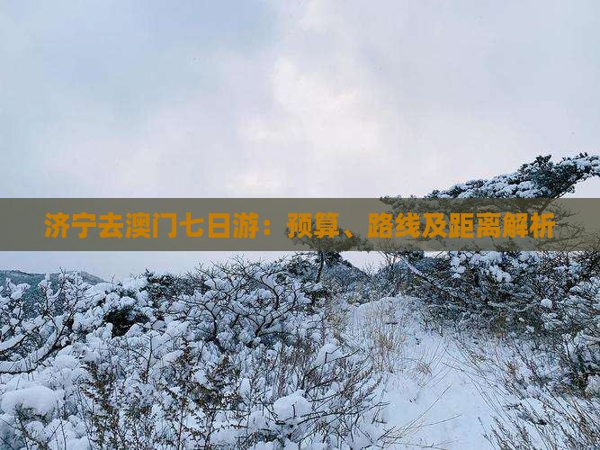 济宁去澳门七日游：预算、路线及距离解析