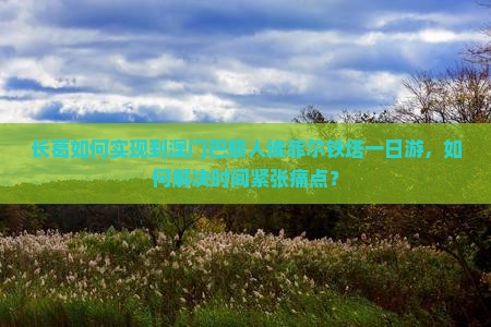 长葛如何实现到澳门巴黎人埃菲尔铁塔一日游，如何解决时间紧张痛点？
