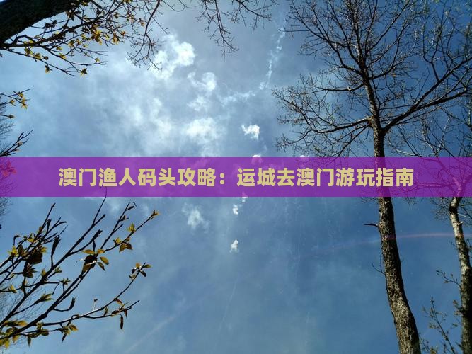 澳门渔人码头攻略：运城去澳门游玩指南