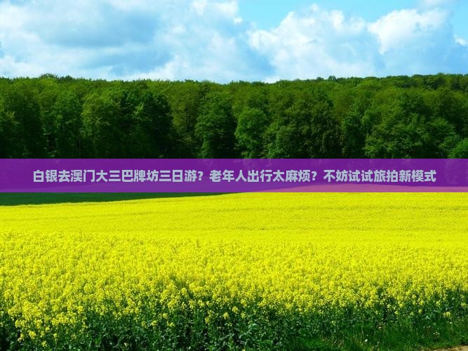 白银去澳门大三巴牌坊三日游？老年人出行太麻烦？不妨试试旅拍新模式