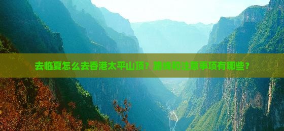 去临夏怎么去香港太平山顶？路线和注意事项有哪些？
