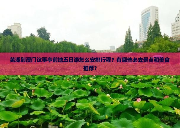 芜湖到澳门议事亭前地五日游怎么安排行程？有哪些必去景点和美食推荐？