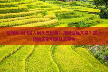 宿州到澳门渔人码头三日游？路途遥远太累？加入旅拍元素引爆社交平台