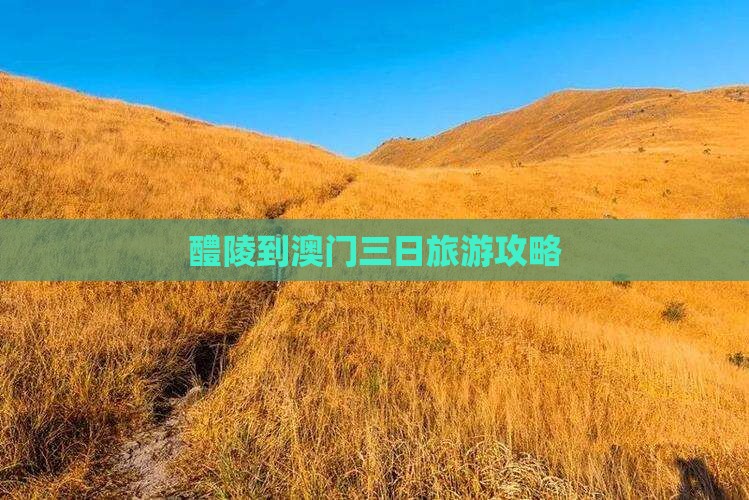 醴陵到澳门三日旅游攻略