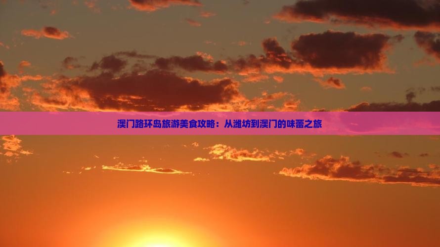 澳门路环岛旅游美食攻略：从潍坊到澳门的味蕾之旅