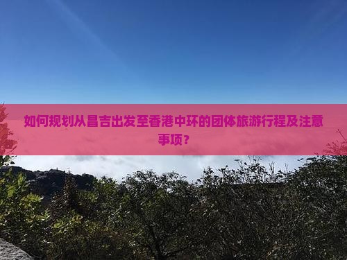 如何规划从昌吉出发至香港中环的团体旅游行程及注意事项？