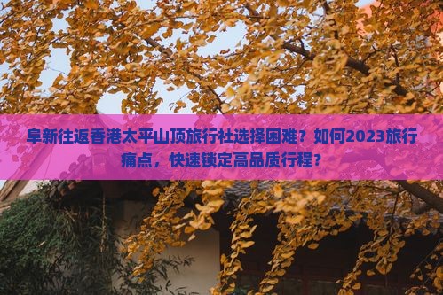 阜新往返香港太平山顶旅行社选择困难？如何2023旅行痛点，快速锁定高品质行程？