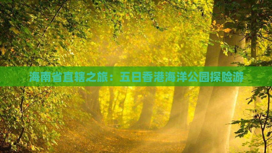 海南省直辖之旅：五日香港海洋公园探险游