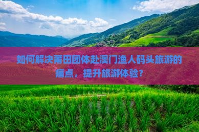 如何解决莆田团体赴澳门渔人码头旅游的痛点，提升旅游体验？