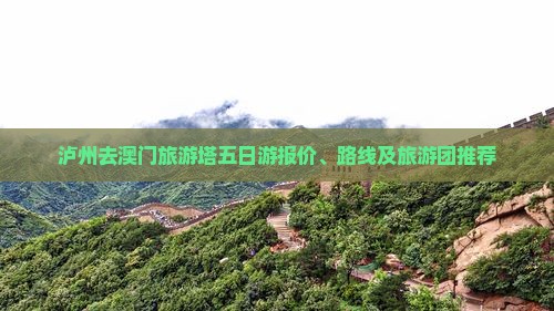 泸州去澳门旅游塔五日游报价、路线及旅游团推荐