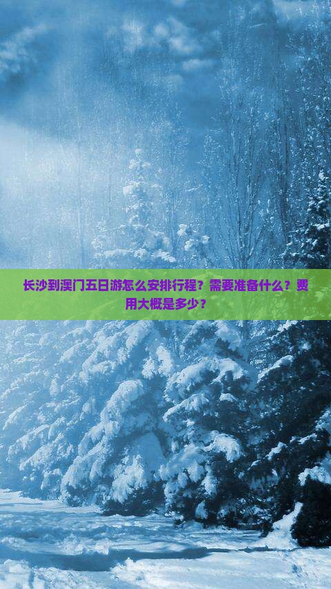长沙到澳门五日游怎么安排行程？需要准备什么？费用大概是多少？