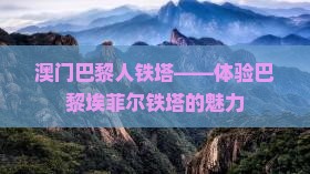 澳门巴黎人铁塔——体验巴黎埃菲尔铁塔的魅力