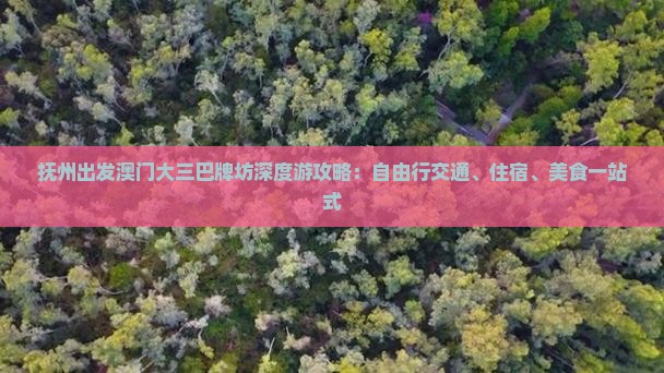 抚州出发澳门大三巴牌坊深度游攻略：自由行交通、住宿、美食一站式