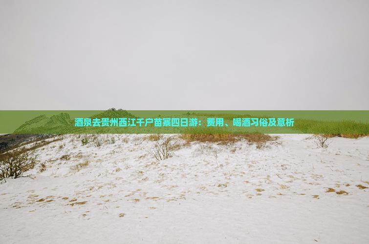 酒泉去贵州西江千户苗寨四日游：费用、喝酒习俗及意析
