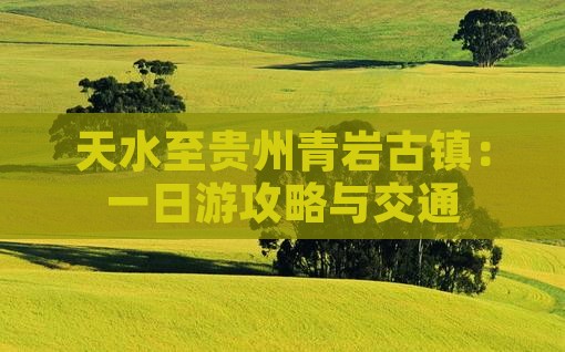 天水至贵州青岩古镇：一日游攻略与交通