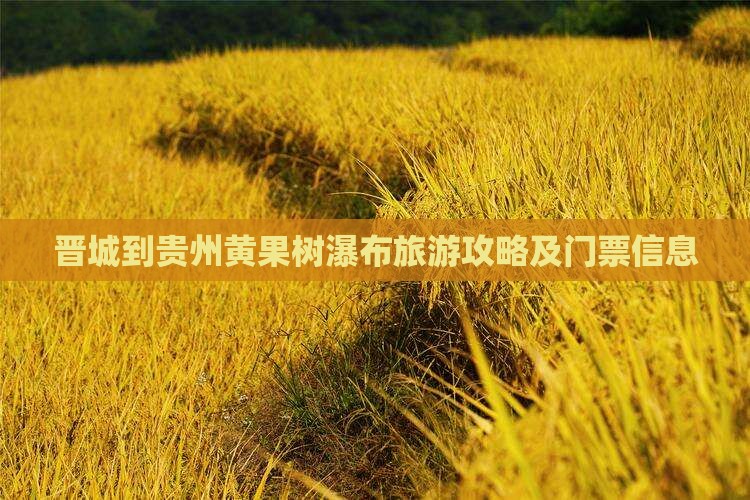 晋城到贵州黄果树瀑布旅游攻略及门票信息