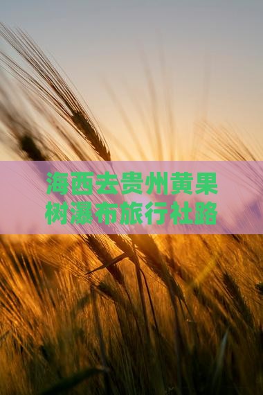 海西去贵州黄果树瀑布旅行社路线及费用